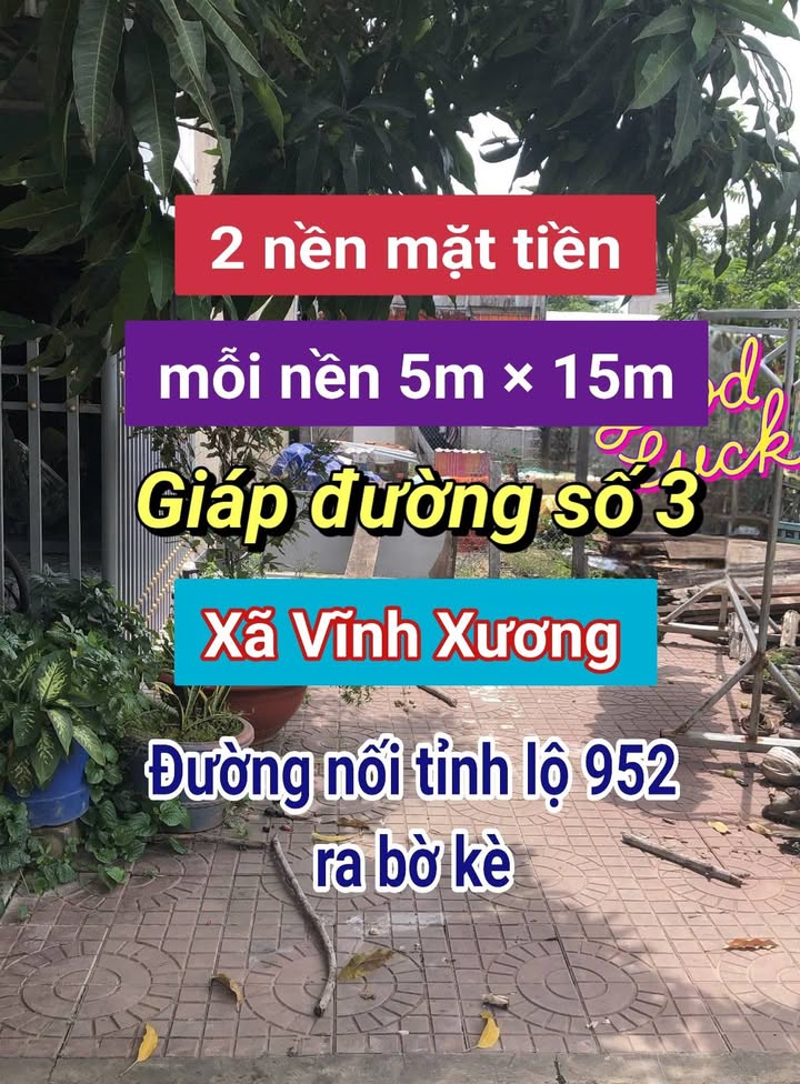 Đất nền mặt tiền đường số 3 xã Vĩnh Xương 75m² giá 550 triệu - Sẵn sàng đầu tư!