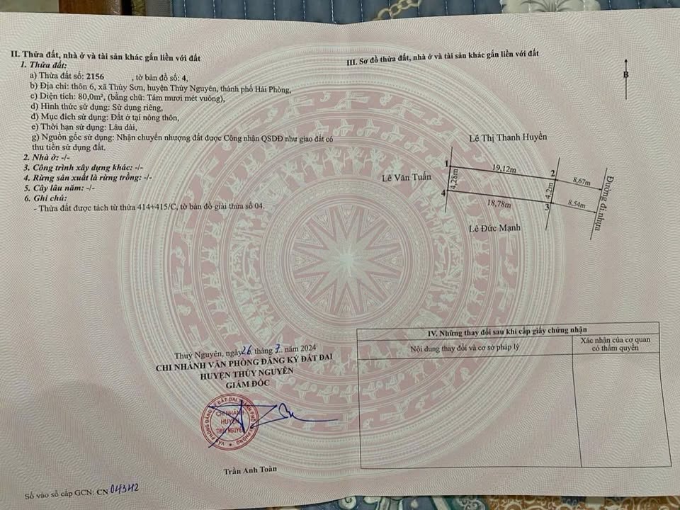 Đất thổ cư Thôn 6 Thủy Sơn 80m² giá 3 tỷ - Kinh doanh sầm uất, ô tô vào tận nơi!