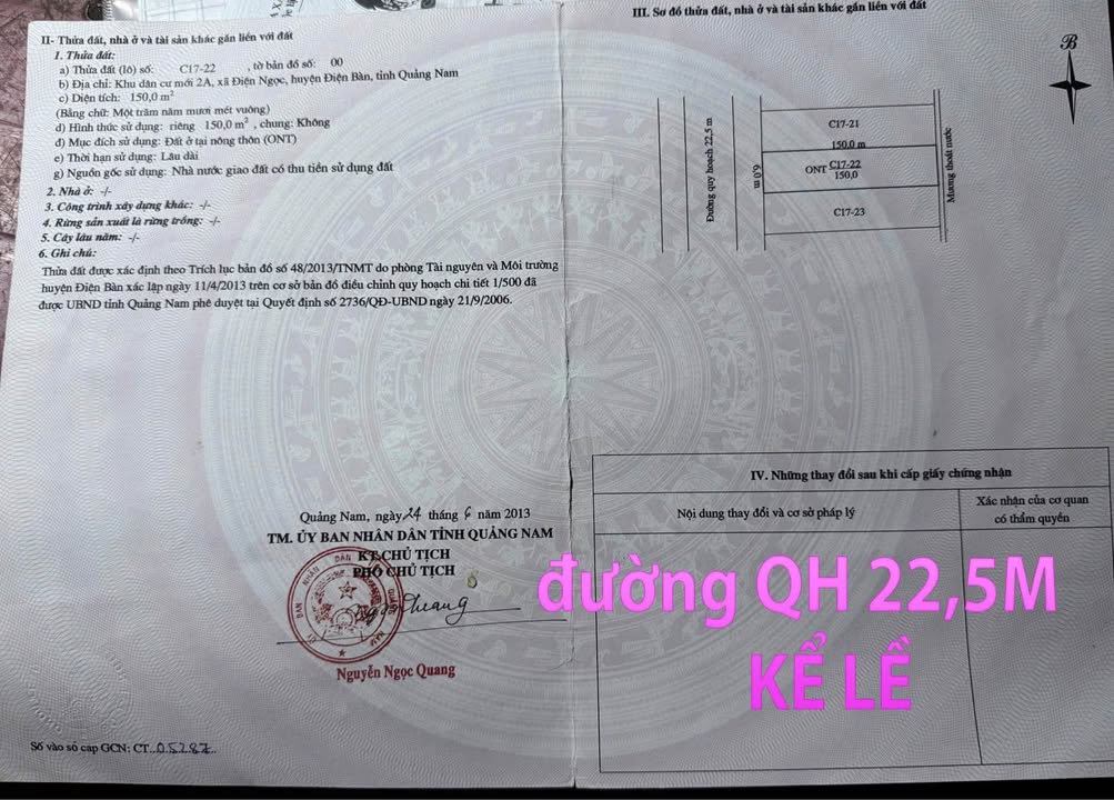 Đất nền Điện Ngọc 150m² giá 3.35 tỷ - Đầu tư sinh lời ngay!