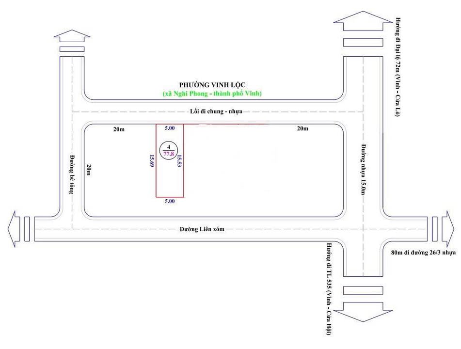 Đất nền Nghi Phong, Nghi Lộc 77m² giá 1.2 tỷ - Đường nhựa thông thoáng!