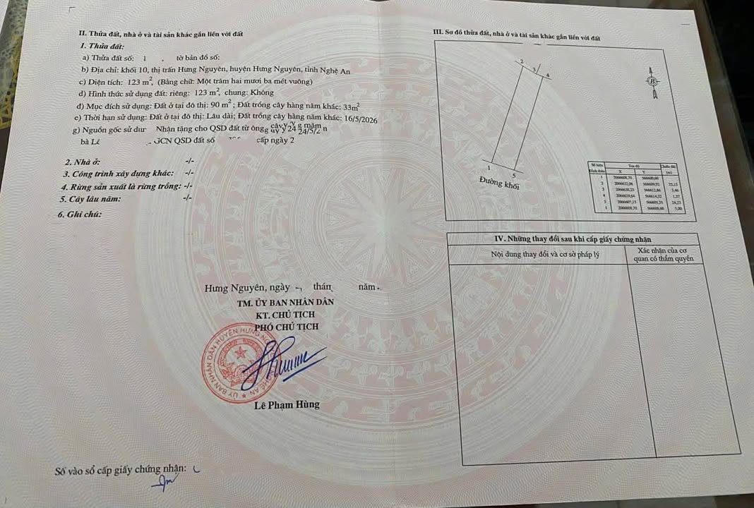 Đất nền Khối 10 thị trấn Hưng Nguyên 123m² giá 3.89 tỷ - Đầu tư sinh lời cao!