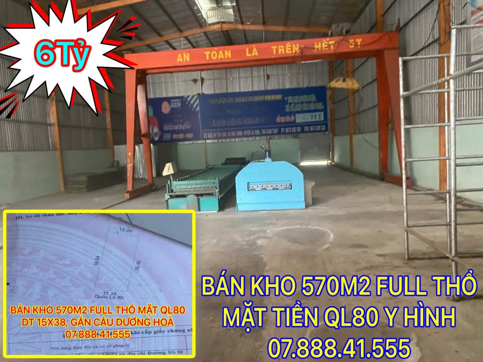 Kho xưởng mặt tiền Quốc lộ 80, Sa Đéc 570m² - Giá chỉ 6 tỷ!