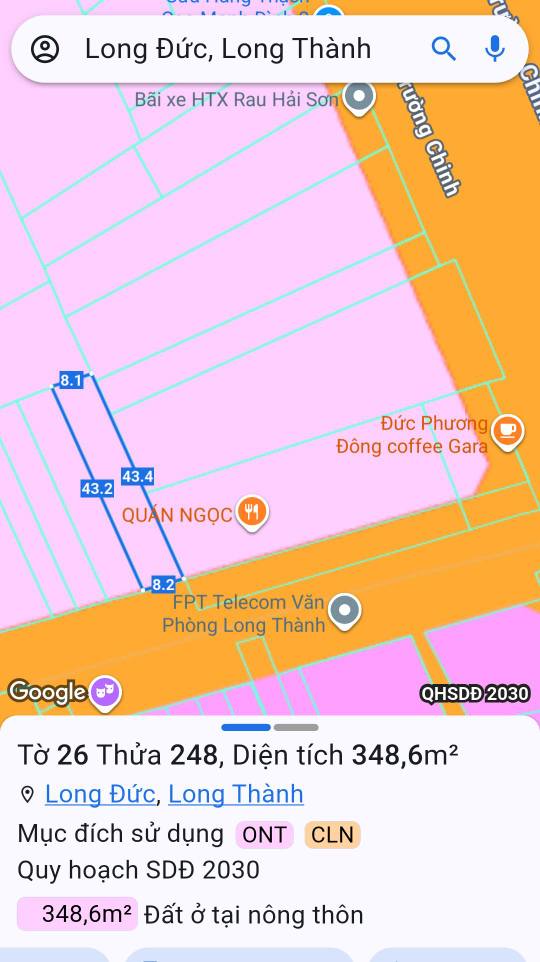 Đất nền mặt tiền đường Võ Thị Sáu, Long Đức, 348m² - Đầu tư sinh lời ngay!