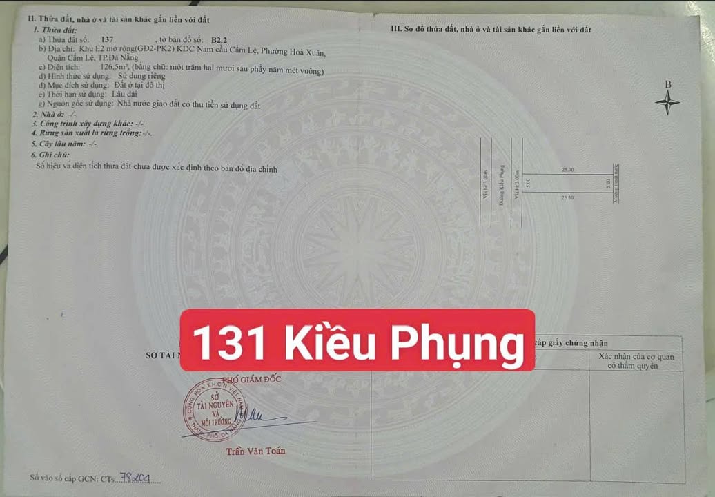 Đất bán đường Kiều Phụng, Hòa Xuân, Đà Nẵng 126,5m² - Gần chợ, trường học các cấp!