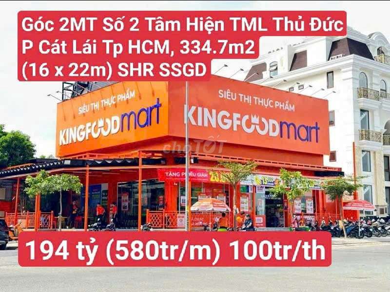 Đất Góc 2 Mặt Tiền Tạ Hiện, Thủ Đức 334.7m² giá 194 tỷ - Cơ hội đầu tư hấp dẫn!