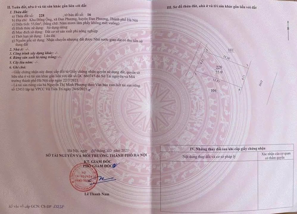 Đất nền Đan Phượng 55m² giá 7 tỷ - Vị trí đắc địa, cơ hội đầu tư hiếm có!