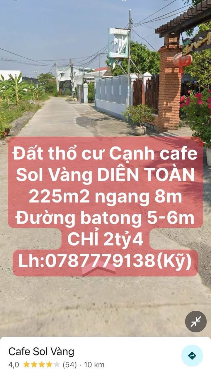 Đất thổ cư Diên Toàn 225m² giá 2.4 tỷ - Cơ hội đầu tư hấp dẫn!