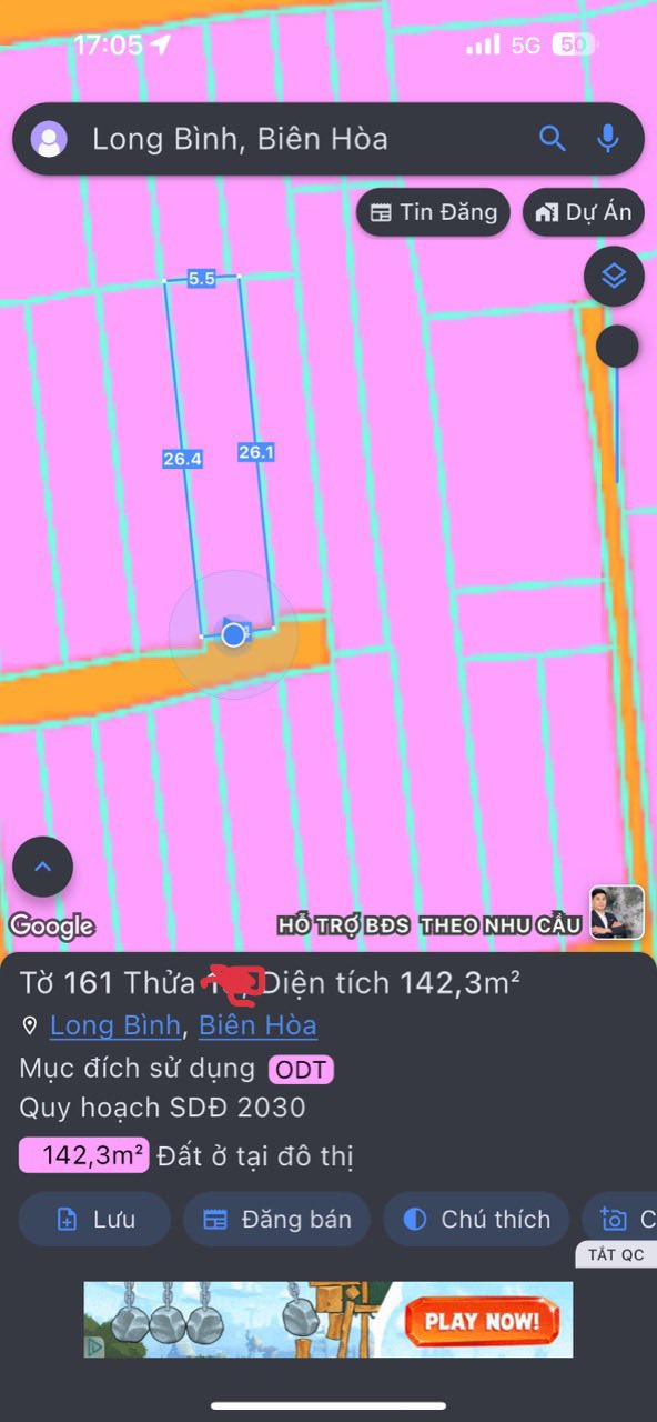 Đất nền Long Bình Biên 143m² giá 1.2 tỷ - Sổ đỏ chính chủ, ô tô vào tận nơi!