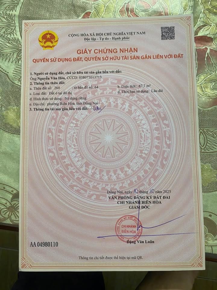 Lô đất Tân Hạnh, Biên Hòa 66.7m² giá 1.5 tỷ - Sổ đỏ chính chủ!