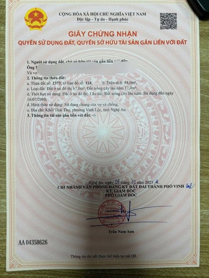 Bán lô đất đẹp 84m² tại Thái Thọ, Vinh Lộc - Giá chỉ từ 1 tỷ VND!