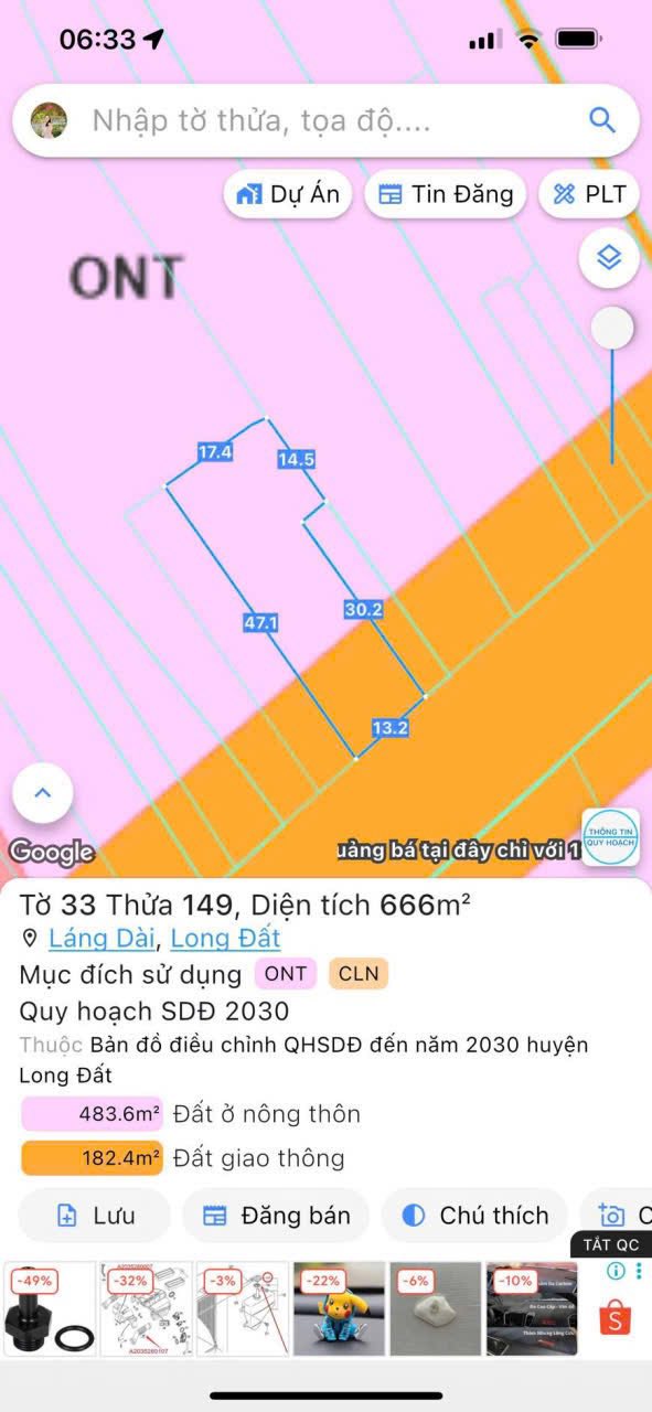 Đất nền mặt tiền Quốc Lộ 55, Láng Dài, 666m² - Cơ hội đầu tư không thể bỏ qua!