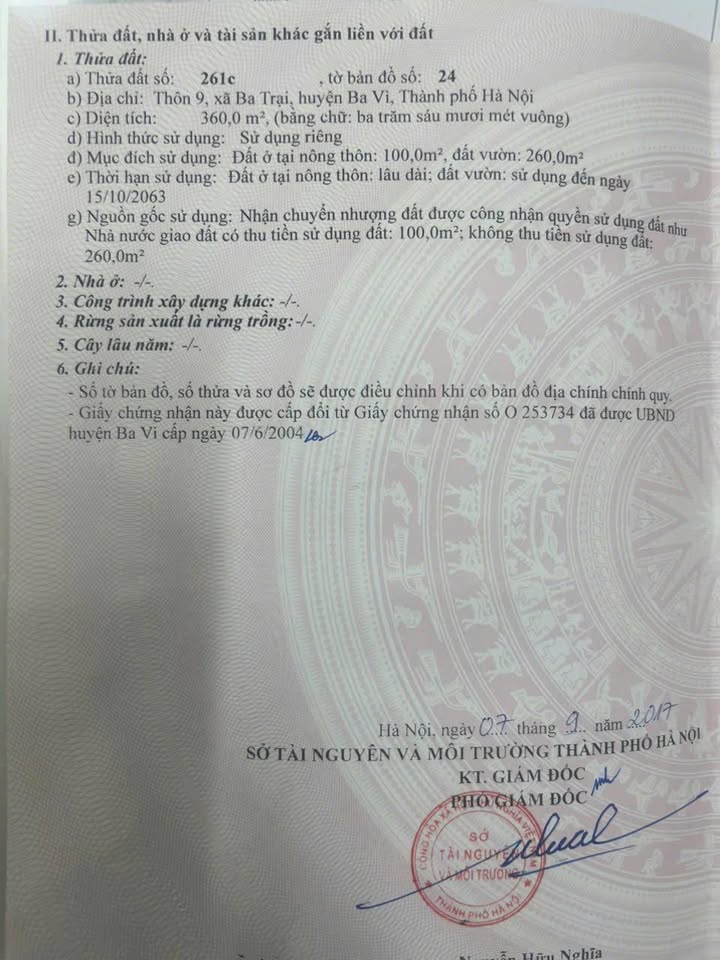 Đất nền Ba Trại, Ba Vì 360m² - Chính chủ bán gấp!