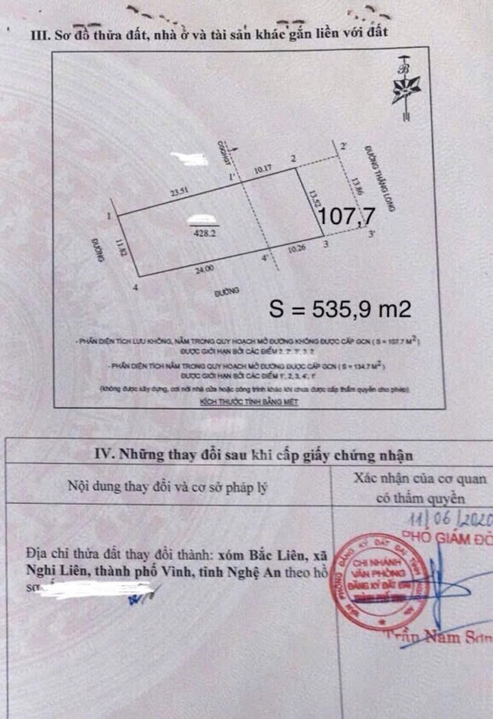 Đất nền lô góc 2 mặt tiền tại Nghi Liên, Vinh - 428m² giá 10 tỷ - Đầu tư sinh lời ngay!