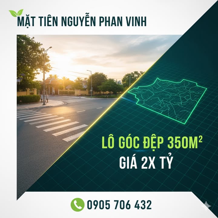 Đất thổ cư mặt tiền Nguyễn Phan Vinh 350m² giá 2x tỷ - Tiềm năng sinh lời cao!