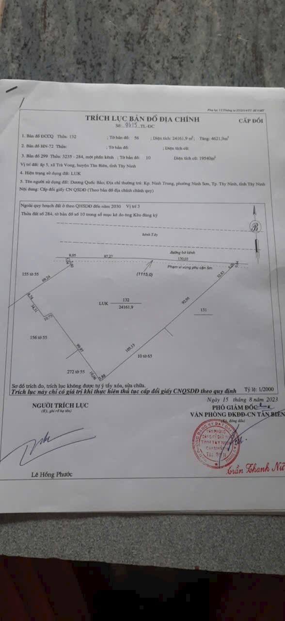 Đất Trà Vong Tân Biên 24000m² giá 1.5 tỷ - Cần bán gấp!
