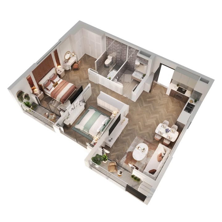 Căn hộ 2PN 2WC Chung cư Pari 1 - 74m² giá 5.35 tỷ - View hồ san hô tuyệt đẹp!