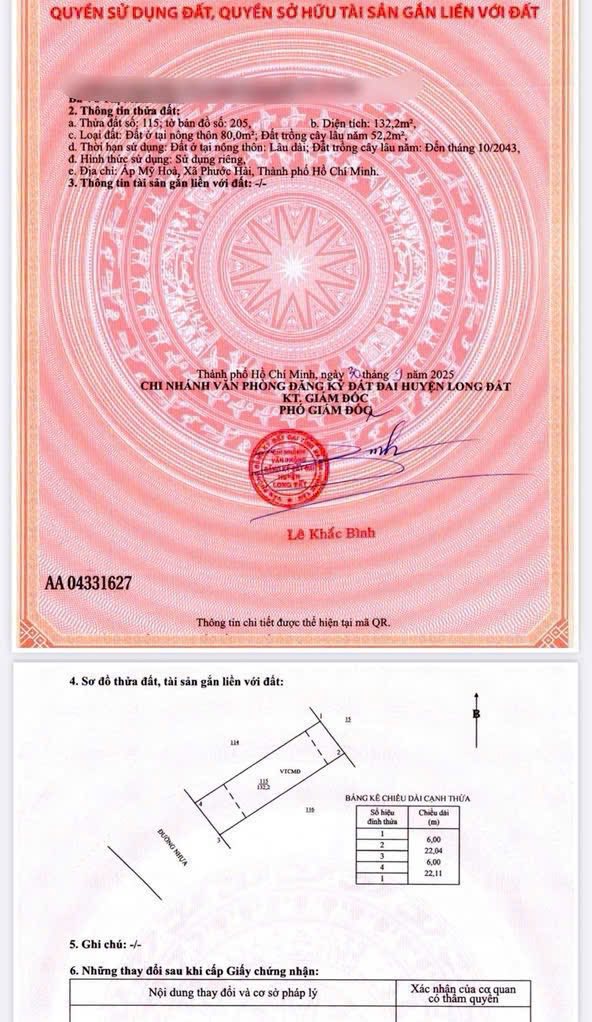 Đất nền đầu tư tại Phước Hải, Bà Rịa - Vũng Tàu 132m² giá 1.15 tỷ - Cơ hội vàng cho nhà đầu tư!