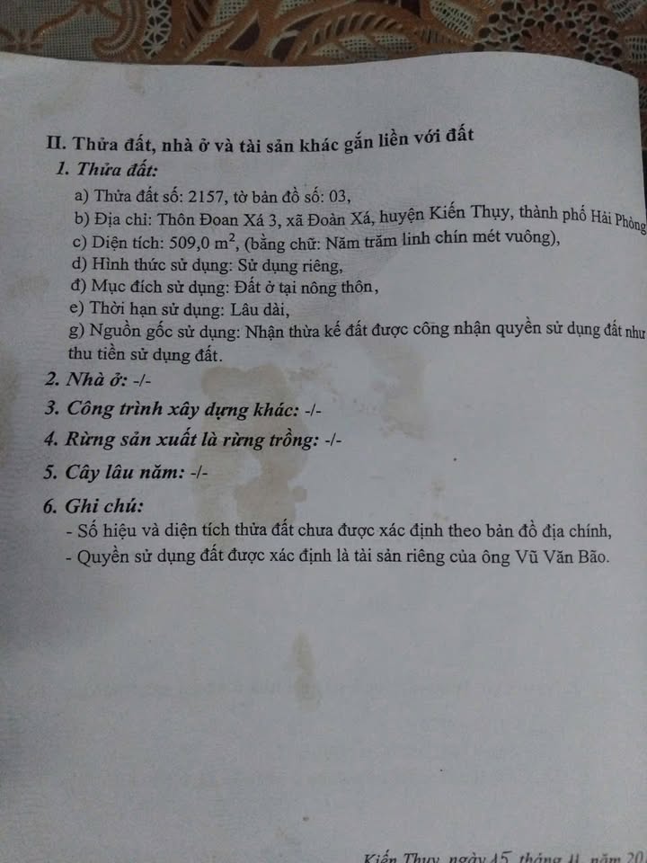 Lô đất 300m² Đoàn Xá, Kiến Thụy giá chỉ 262.5 triệu - Tiềm năng phát triển lớn!