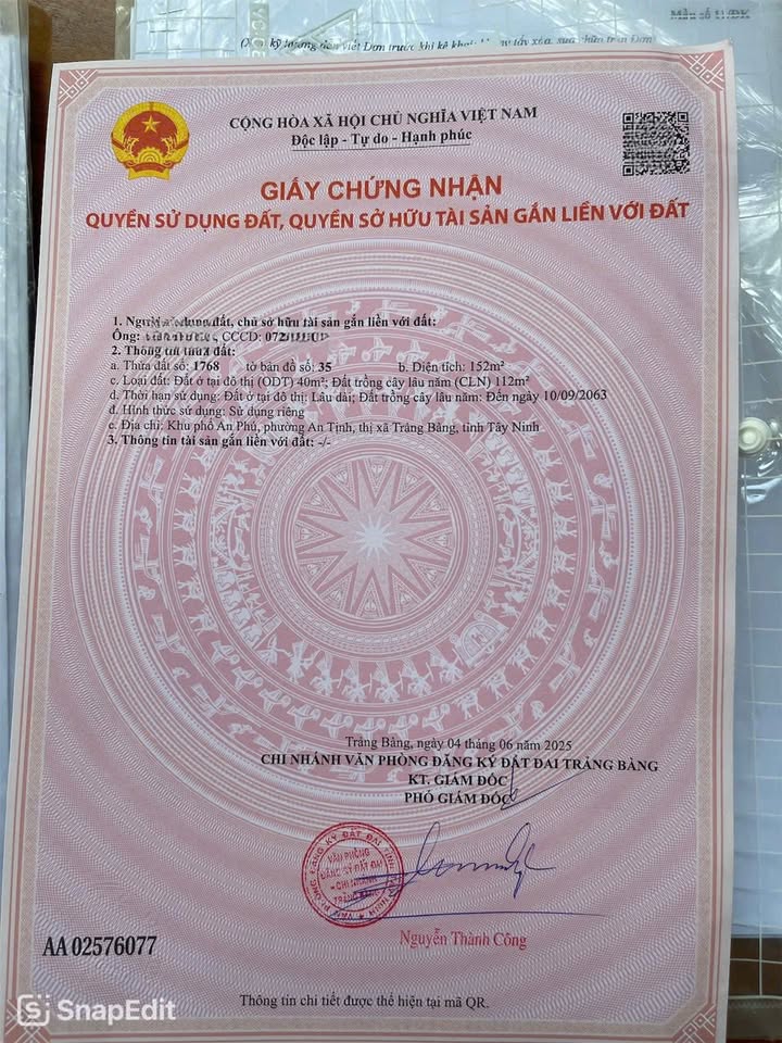 Đất thổ cư An Tịnh, Trảng Bàng 144m² giá 400 triệu - Cơ hội đầu tư hấp dẫn!