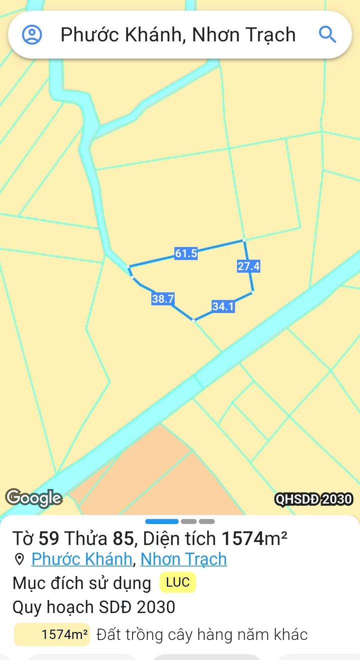 Đất nền Phước Khánh Nhơn Trạch 1574m² giá 1.083 tỷ - Sổ đỏ chính chủ