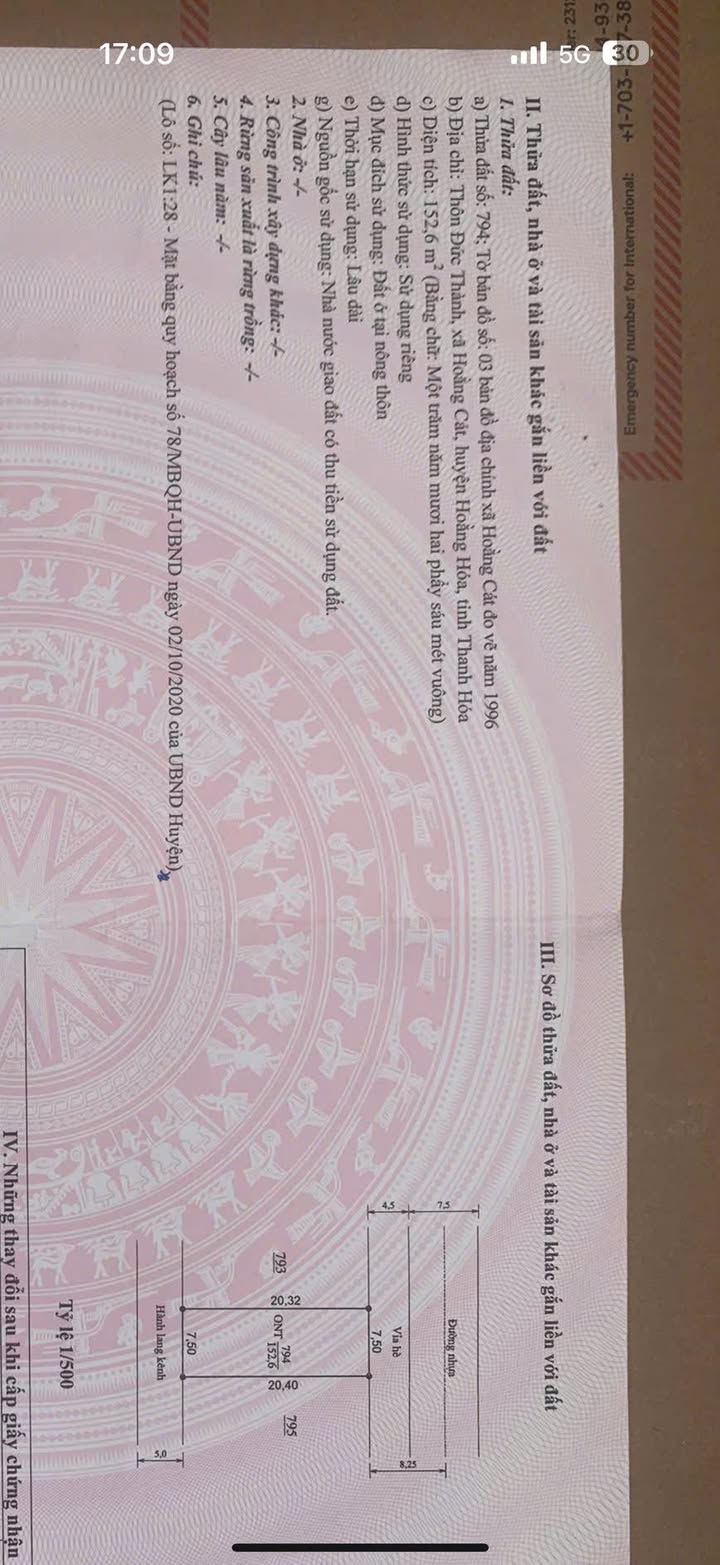 Đất nền Hoằng Cát 152m² giá 1 tỷ - View công viên hướng Bắc lý tưởng!