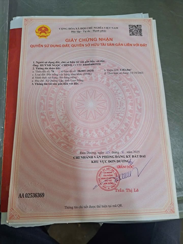 Đất nền xã Quảng Lập 1282m² giá 96.6 tỷ - Đường bê tông thông thoáng, gần trung tâm!