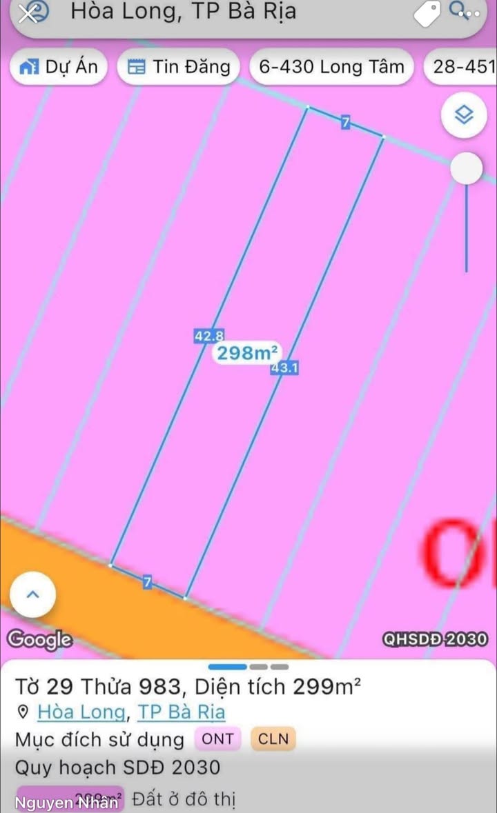 Đất nền Hòa Long Bà Rịa 299m² giá 1.85 tỷ - Cơ hội đầu tư sinh lời!