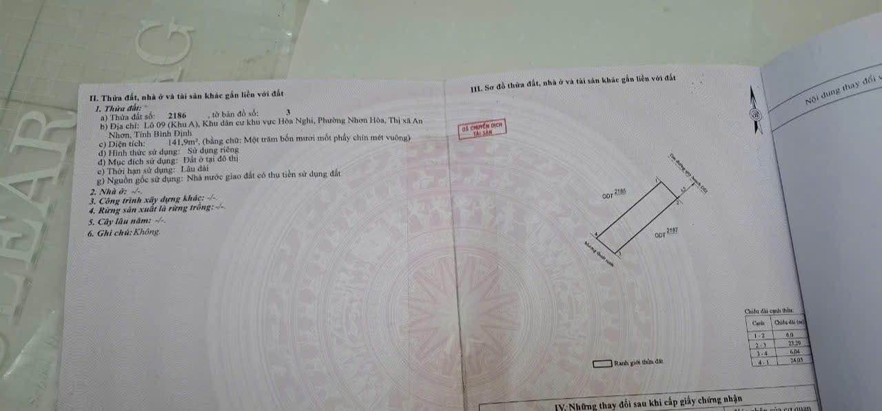 Lô đất Hòa Nghi An Nhơn 142m² giá 820 triệu - Tiềm năng đầu tư cao!