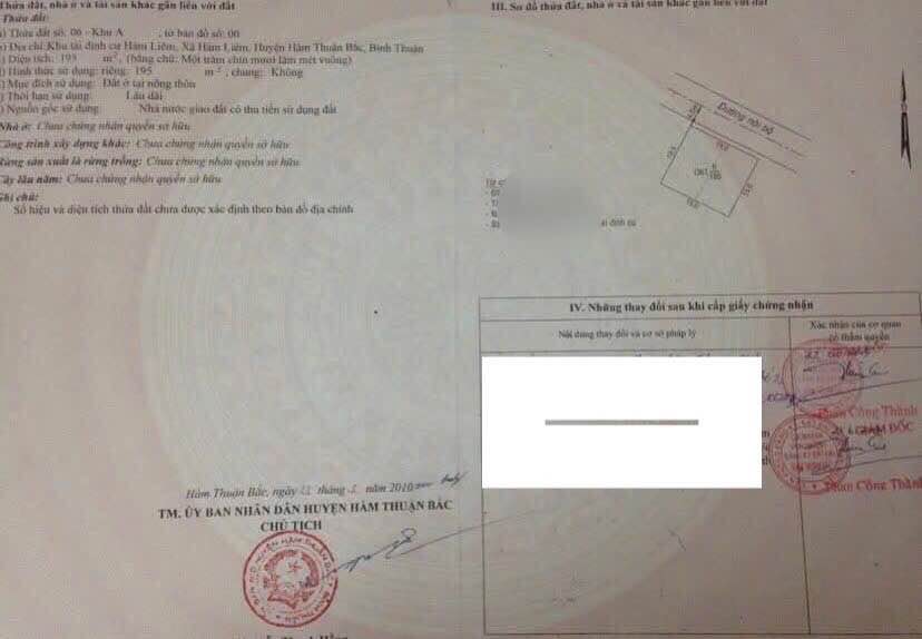 Đất nền Khu Tái Định Cư Hàm Liêm Phan Thiết 195m² giá 2.1 tỷ - Đầu tư lý tưởng!