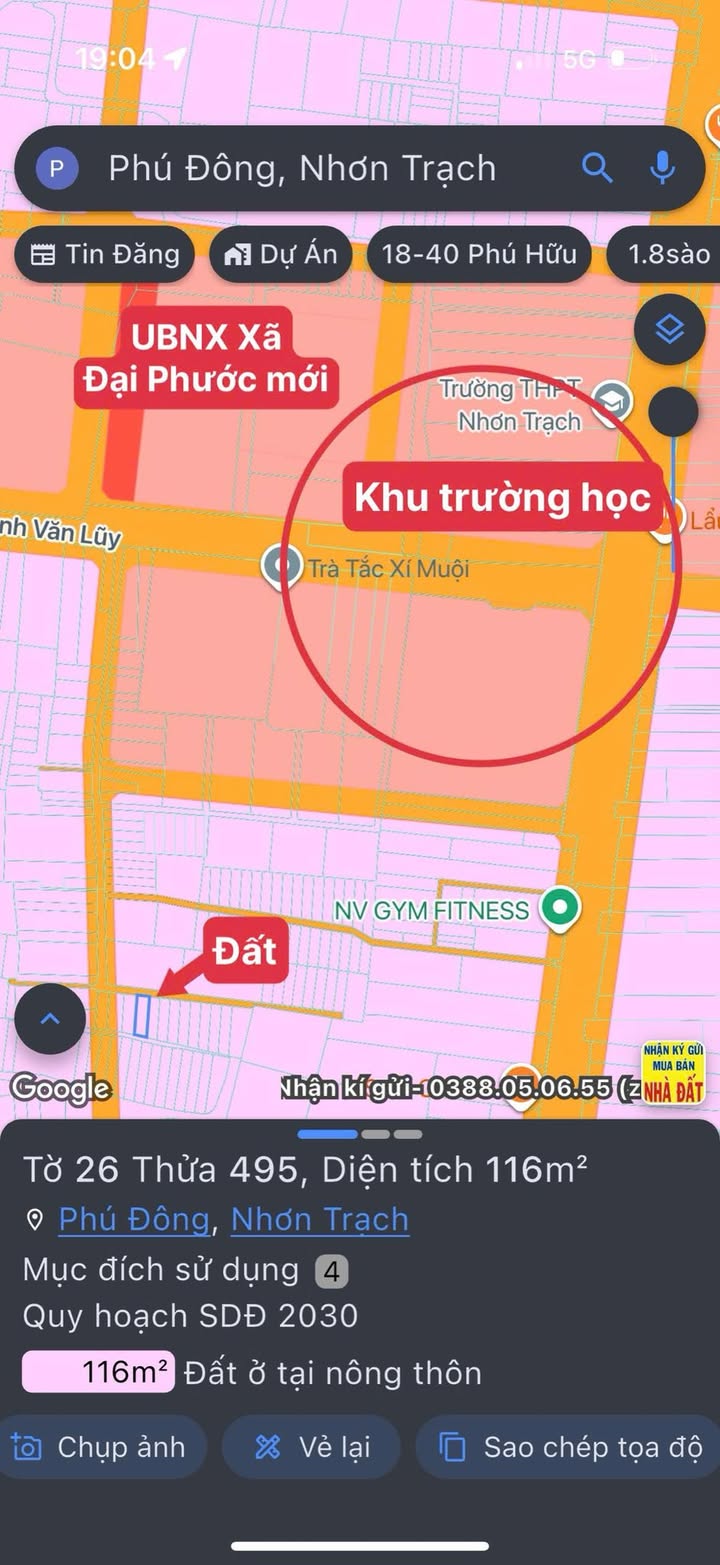 Đất nền Phú Đông Nhơn Trạch 116m² giá 2 tỷ - Đường ô tô, tiện ích đầy đủ!