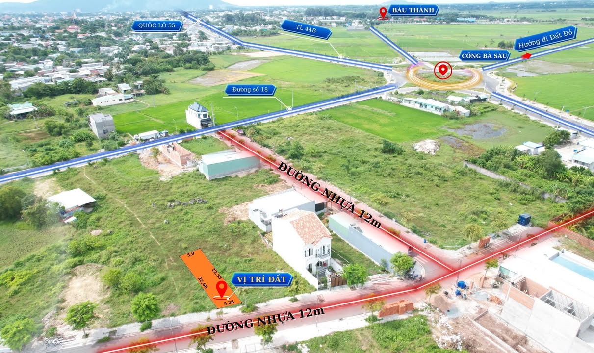 Đất mặt tiền đường nhựa 12m tại Tam Phước, Long Điền - Giá chỉ 1.4 tỷ