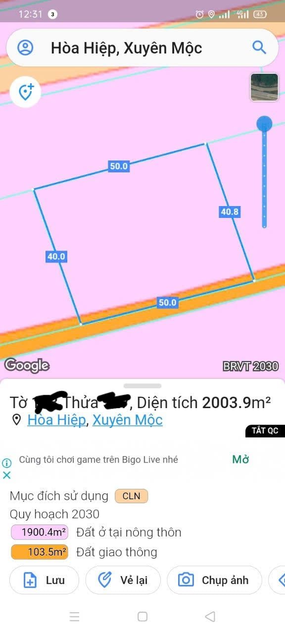 Đất nền Hòa Hiệp, Xuyên Mộc 2000m² giá 4.35 tỷ - Cơ hội đầu tư không thể bỏ lỡ!