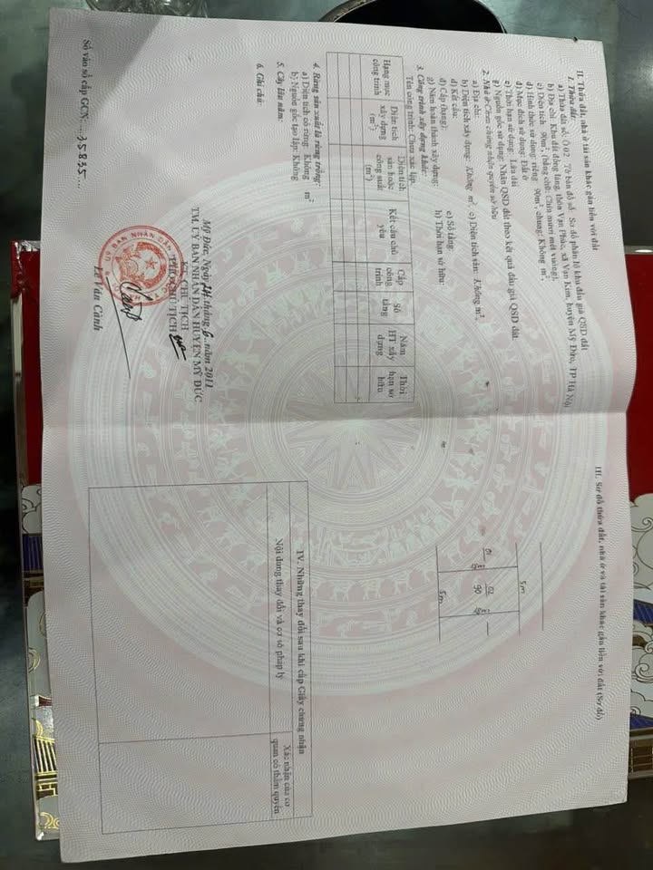 Lô đất đấu giá Vạn Kim, Mỹ Đức 90m² giá chỉ 1 tỷ - Đầu tư lý tưởng!