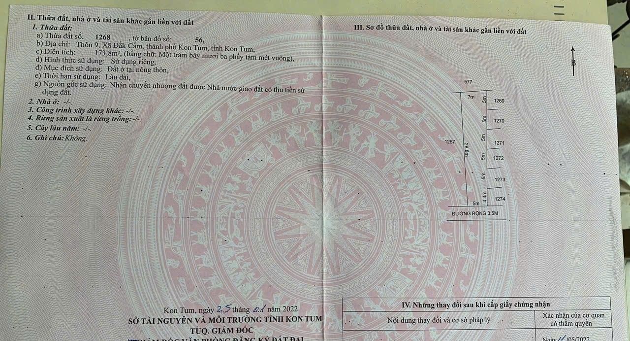 Đất thổ cư Đăk Cấm Kon Tum 145m² giá chỉ 300 triệu - Cơ hội đầu tư lý tưởng!