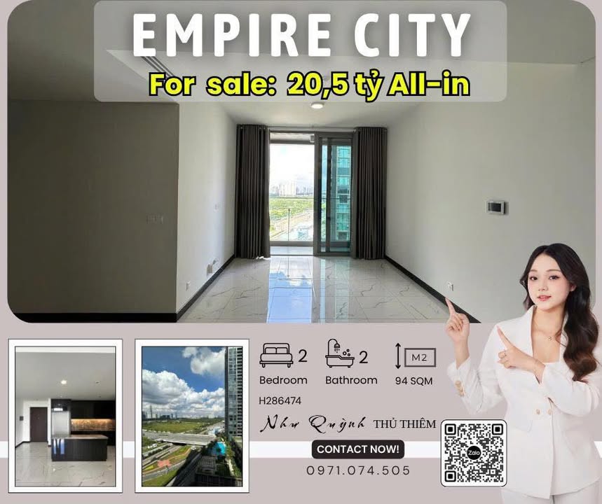 Căn hộ Empire City Thủ Thiêm 94m² giá 20.5 tỷ - View Landmark 81 tuyệt đẹp!