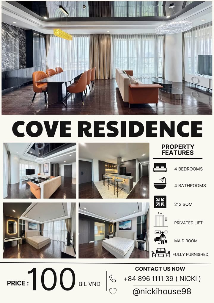 Căn hộ Cove Residence quận 2 212m² giá 100 tỷ - View trọn thành phố!