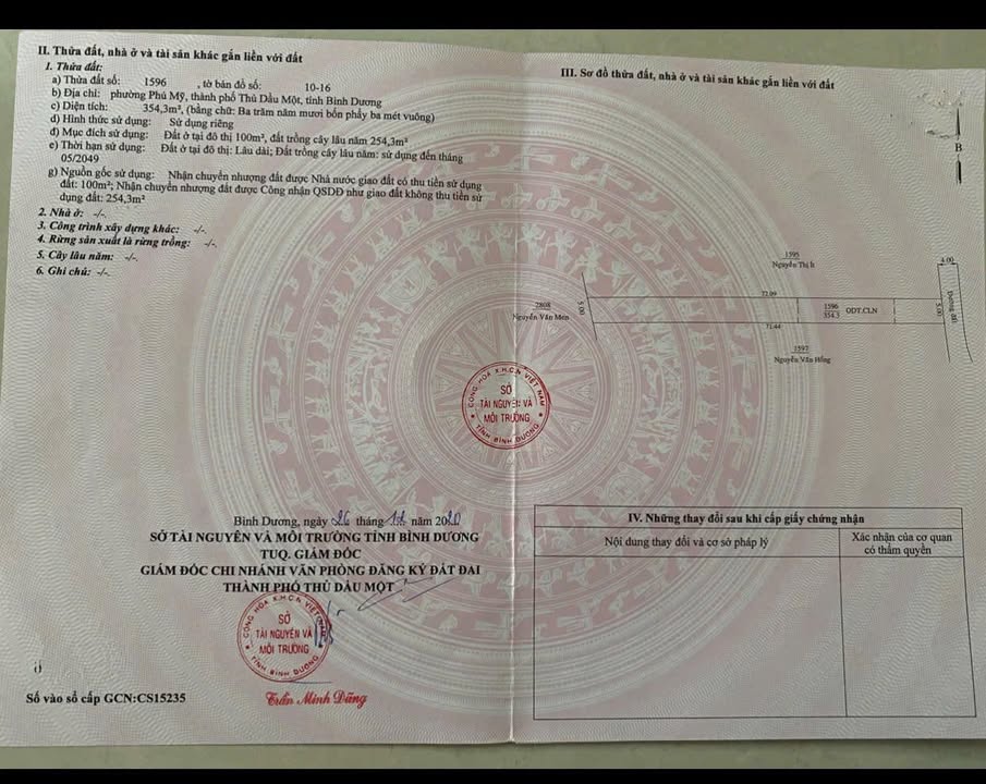 Đất thổ cư Phú Mỹ Thủ Dầu Một 354m² giá chỉ 2.8 tỷ - Cơ hội đầu tư sinh lời!