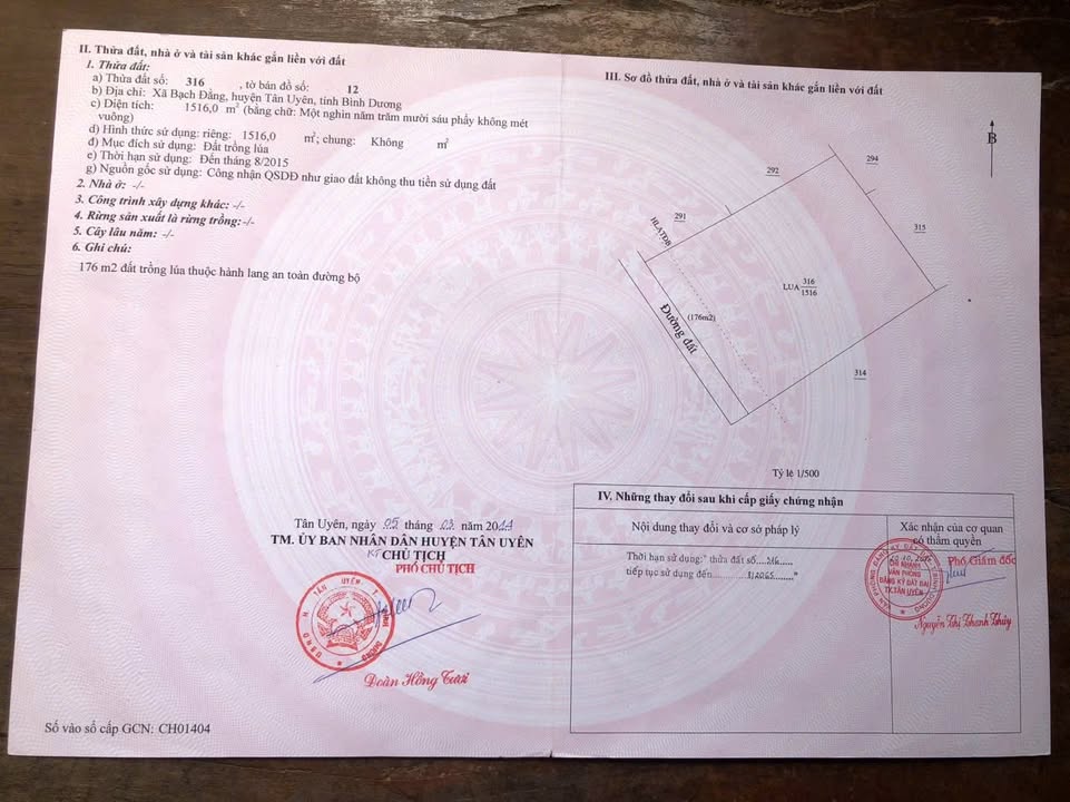 Đất nền Bạch Đằng, Tân Uyên 1516m² giá 5 tỷ - Cơ hội đầu tư tuyệt vời!