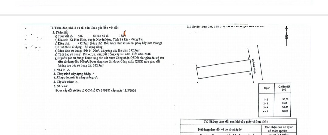 Đất nền Hòa Hiệp, Xuyên Mộc 500m² giá 2.25 tỷ - Mặt tiền đường nhựa khu dân cư