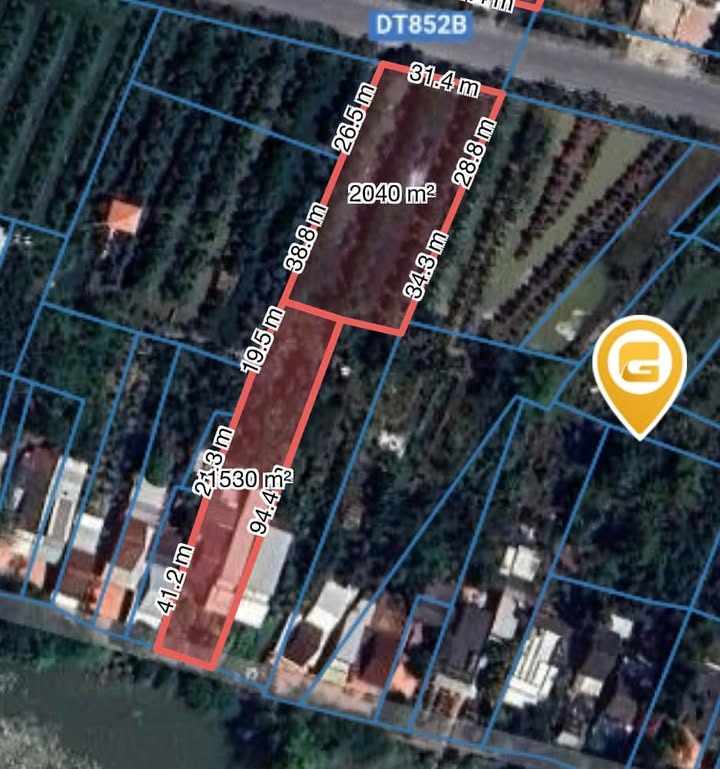 Đất 2 mặt tiền tỉnh lộ 852B, 3.599m² giá 6 tỷ - Cơ hội đầu tư hấp dẫn!