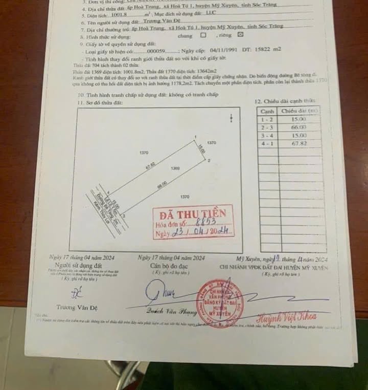 Đất nền Hòa Tú 1, Mỹ Xuyên 1050m² giá 525 triệu - Đường ô tô tới nơi!