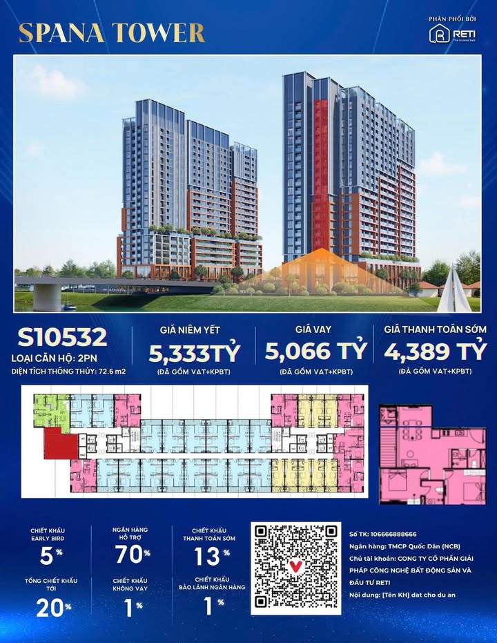 Căn hộ S1-05-32 Hòa Xuân 72m² giá 4.389 tỷ - View cầu và sông tuyệt đẹp!