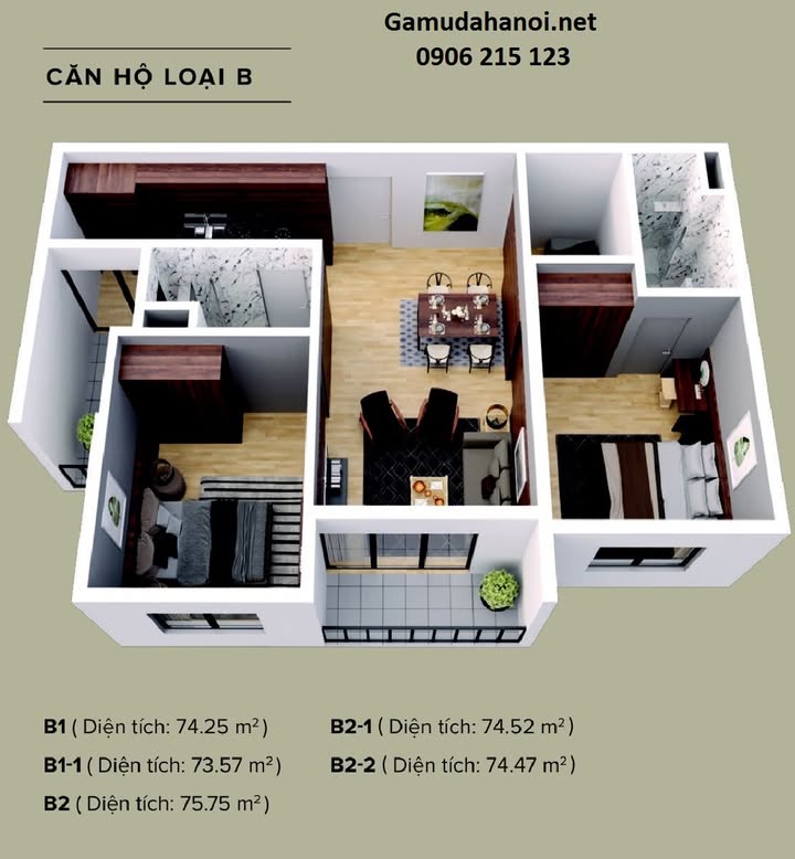 Căn hộ 2 ngủ The Zen Gamuda 75m² giá 7 tỷ - Nhà mới sạch sẽ, view thoáng