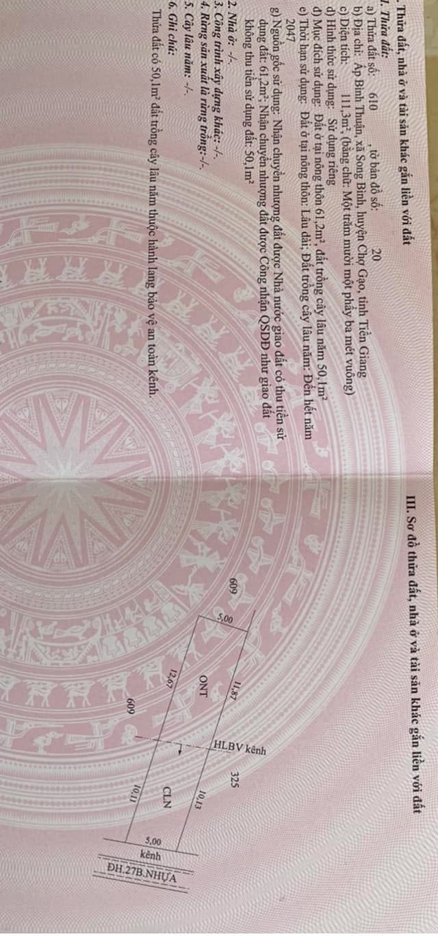 Bán đất mặt tiền kênh Sông Bình 110m² giá 700 triệu - Dân cư đông đúc, tiện ích đầy đủ!