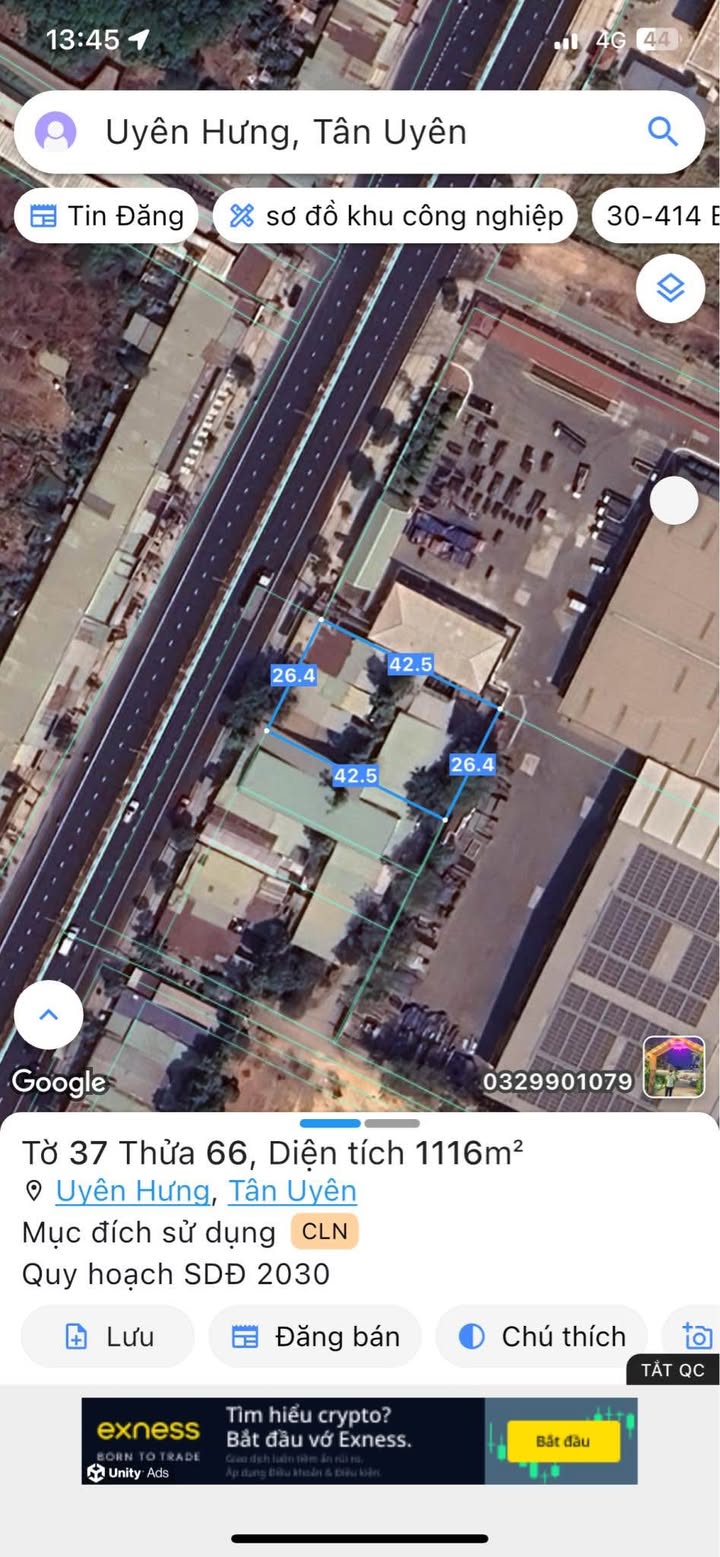 Đất mặt tiền đường DT 747 B, phường Uyên Hưng, 1122m² - Cơ hội đầu tư tuyệt vời!