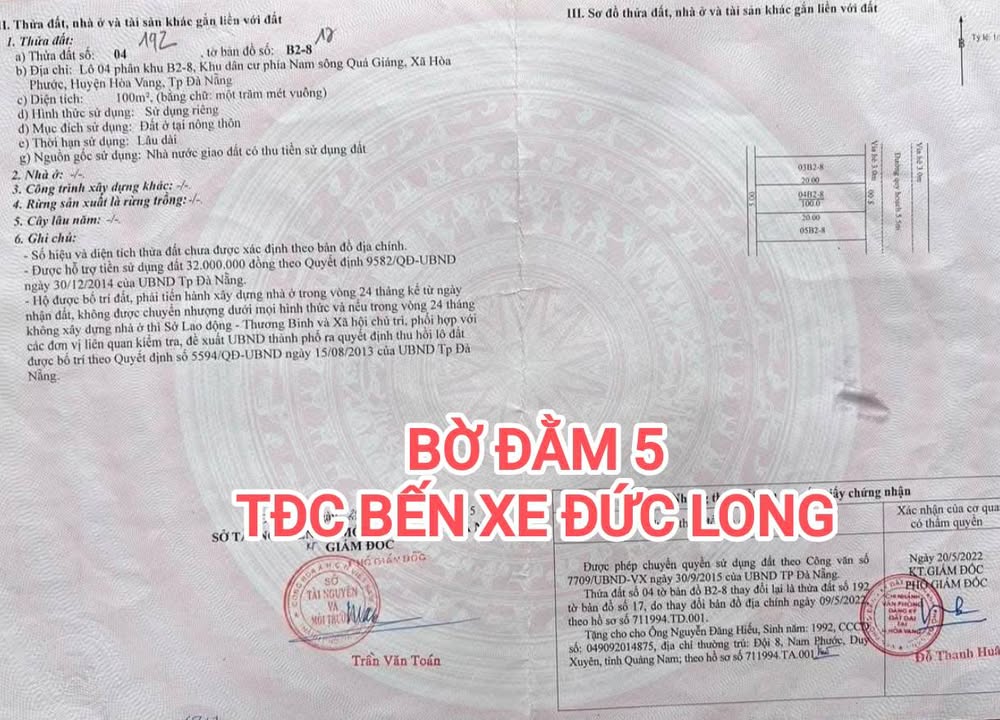 Đất nền Bến xe Đức Long, Hòa Xuân, Đà Nẵng 100m² giá 3.25 tỷ - Đầu tư sinh lời nhanh!