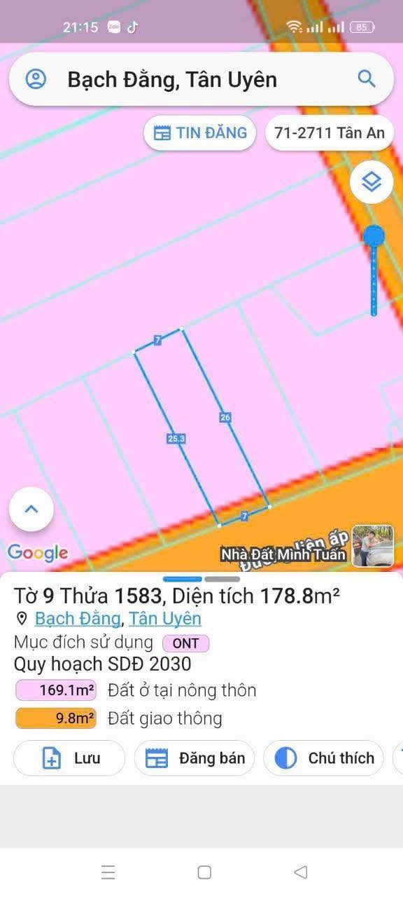 Đất nền Tân Uyên 182m² giá 1.75 tỷ - Sổ hồng chính chủ, thổ cư 100%!