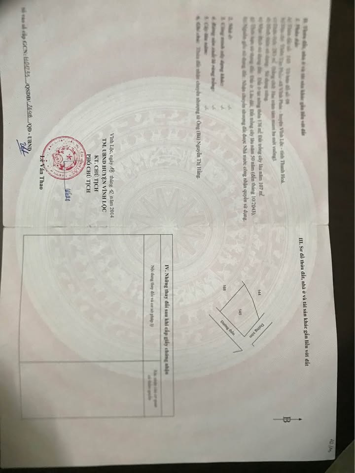 Đất kèm nhà tại thôn Tân Phúc, huyện Vĩnh Lộc, 283m² - Cơ hội đầu tư hấp dẫn!