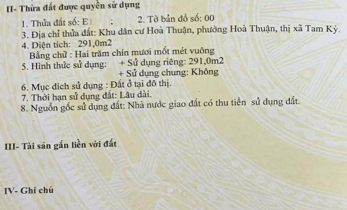 Đất Tam Kỳ 300m² giá 4.5 tỷ - Đối diện công viên thoáng mát!