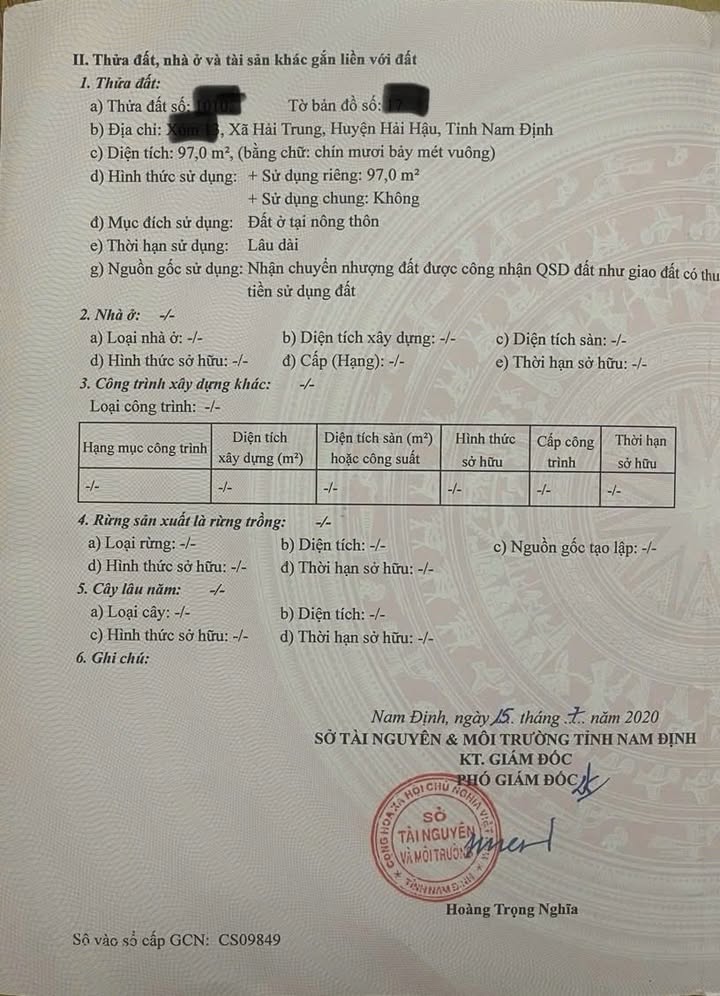 Đất ở thổ cư mặt đường nhựa 97m² xã Hải Trung - Cơ hội đầu tư tuyệt vời!